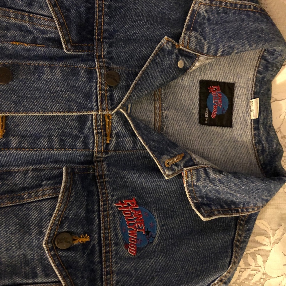 90’s Planet Hollywood Embroidered Jean Jacket